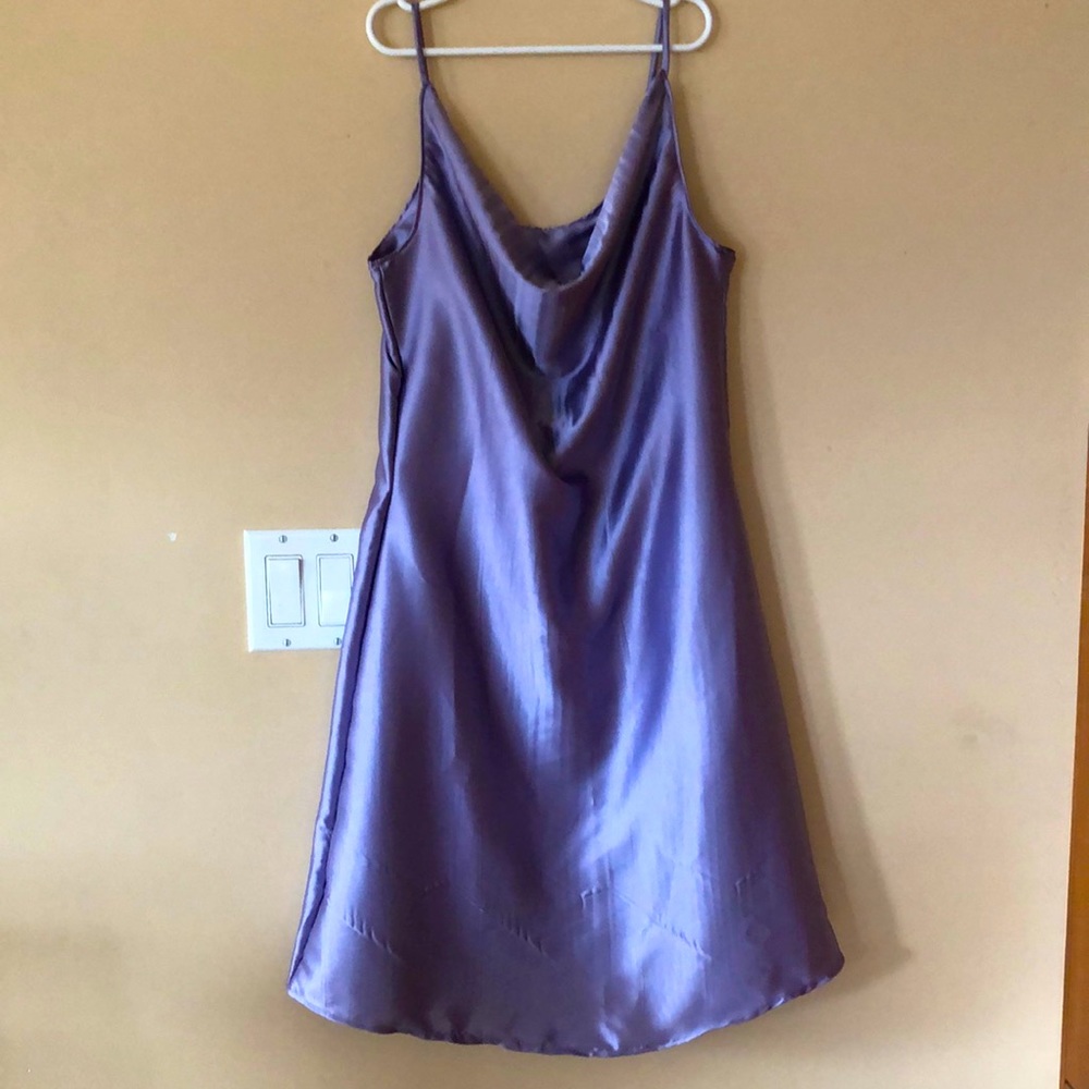 💜 Satin Cowl Neck Dress